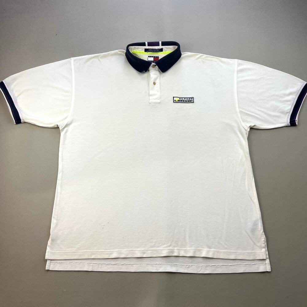 Vintage Tommy Hilfiger Tennis Polo Shirt Adult XL White Sportswear Athletic 90s